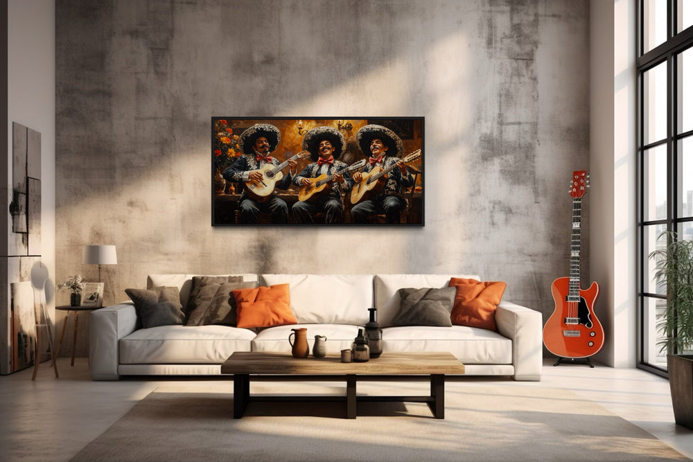 Mariachi Band Extra Large Mexican Framed Canvas Wall Art
