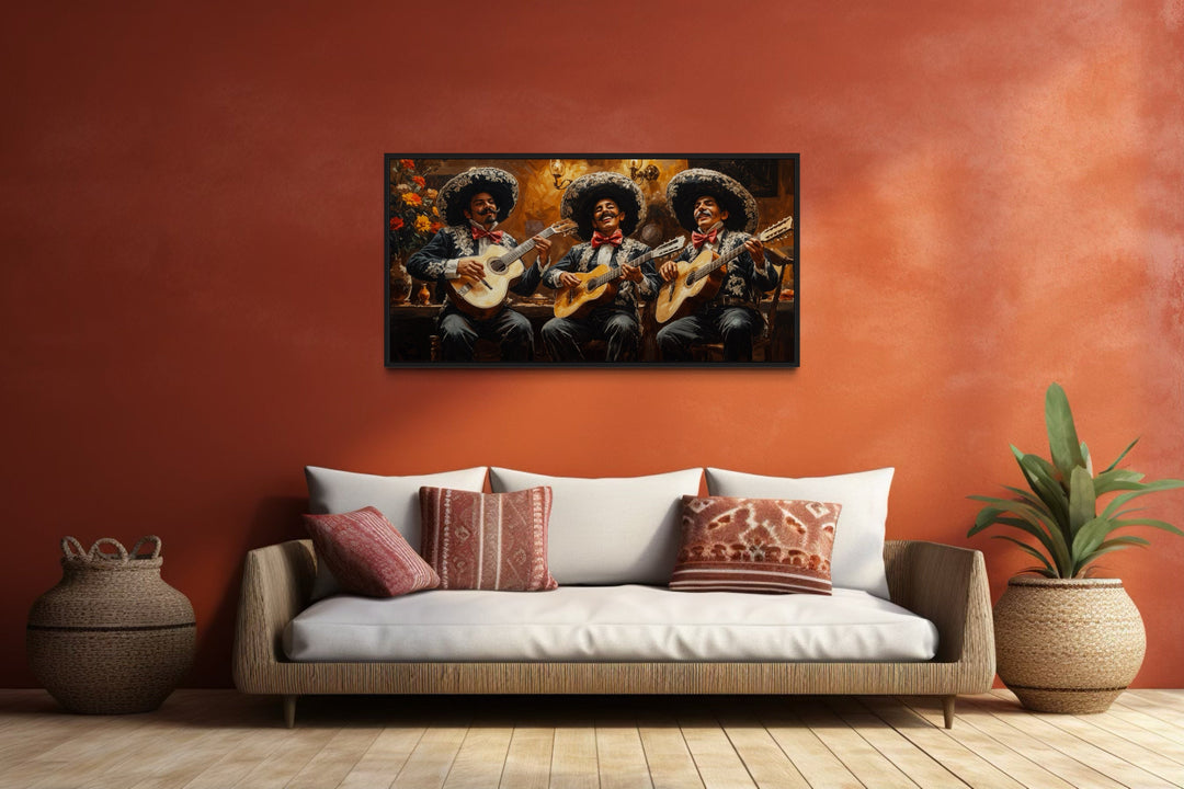 Mariachi Band Extra Large Mexican Framed Canvas Wall Art