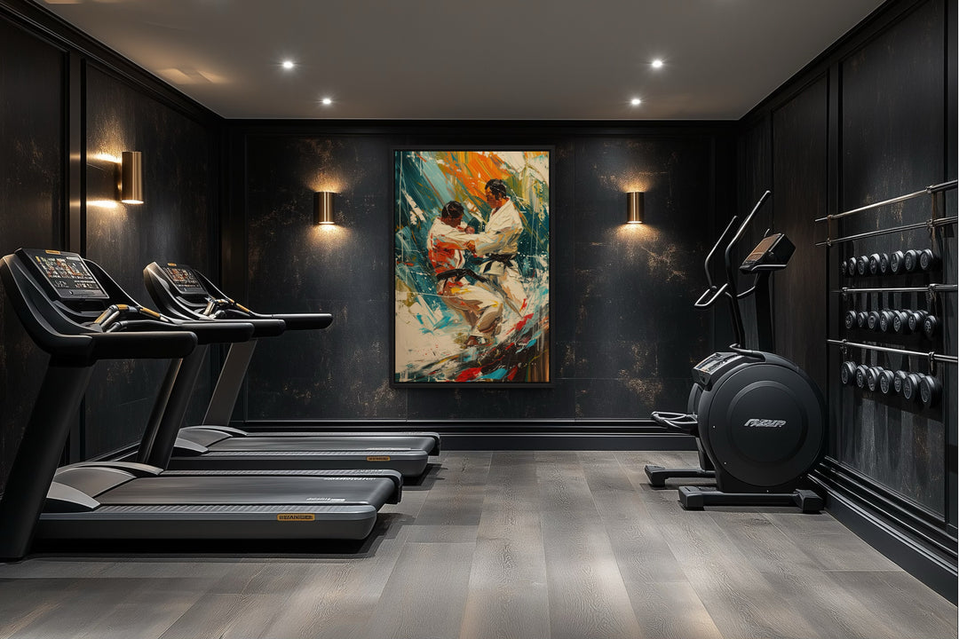 Martial Arts - MMA Match Abstract Framed Canvas Wall Art