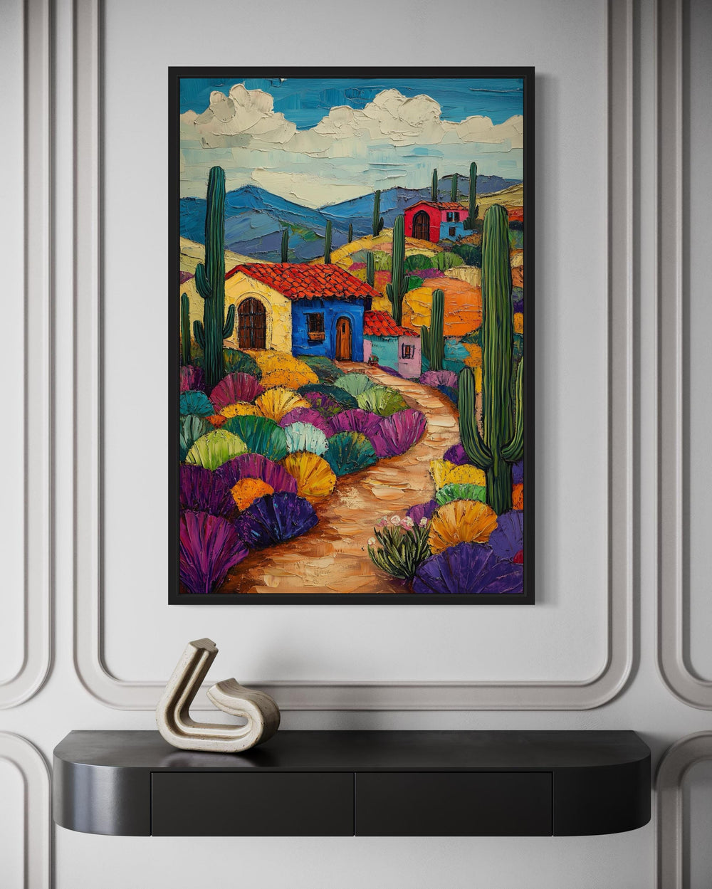Mexican Desert Village Framed Canvas Wall Art