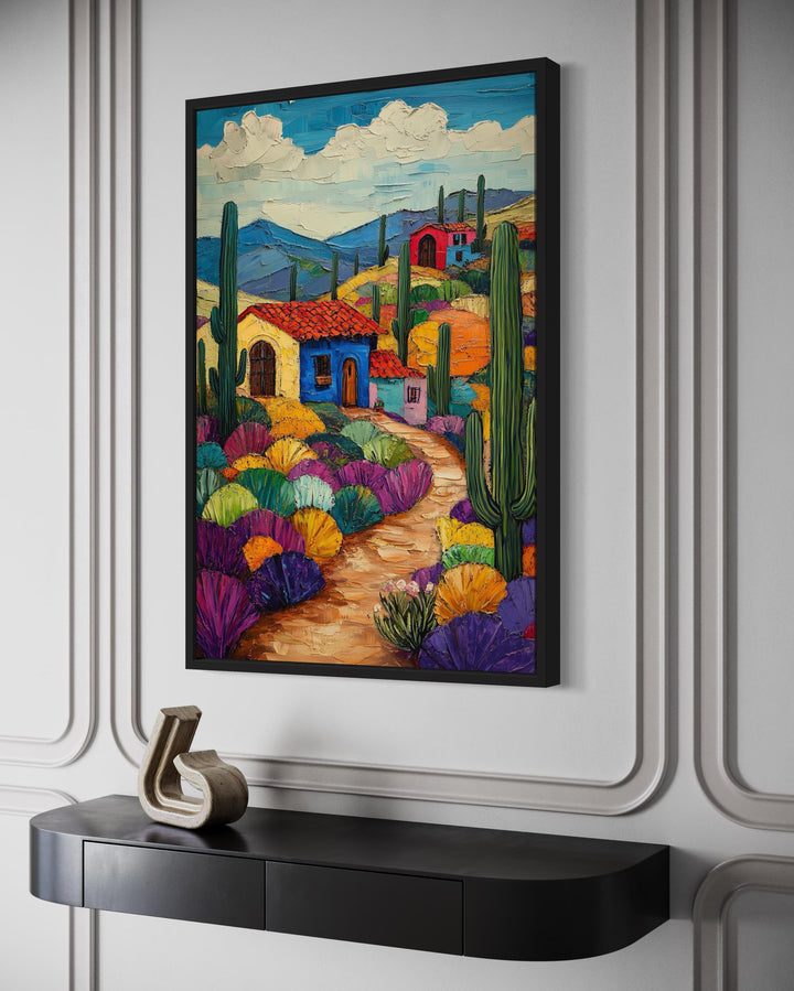 Mexican Desert Village Framed Canvas Wall Art