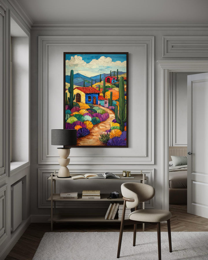 Mexican Desert Village Framed Canvas Wall Art