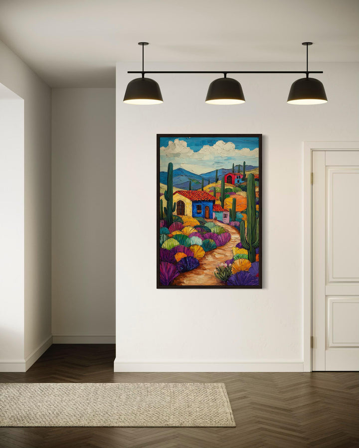Mexican Desert Village Framed Canvas Wall Art