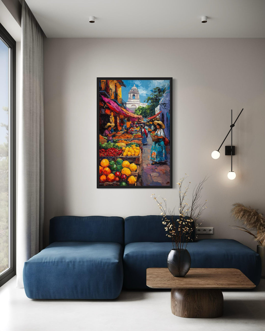 Mexican Market Scene Framed Canvas Wall Art