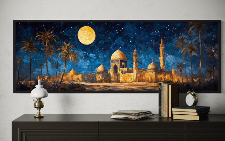 Middle Eastern Long Horizontal Arabic Architecture Nightscape Wall Art