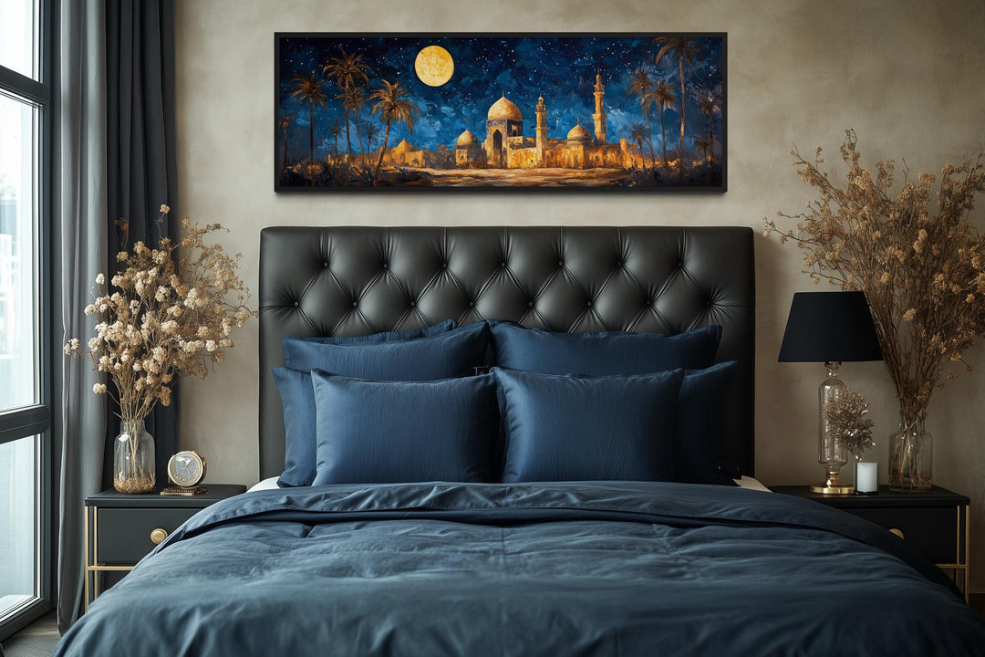 Middle Eastern Long Horizontal Arabic Architecture Nightscape Wall Art