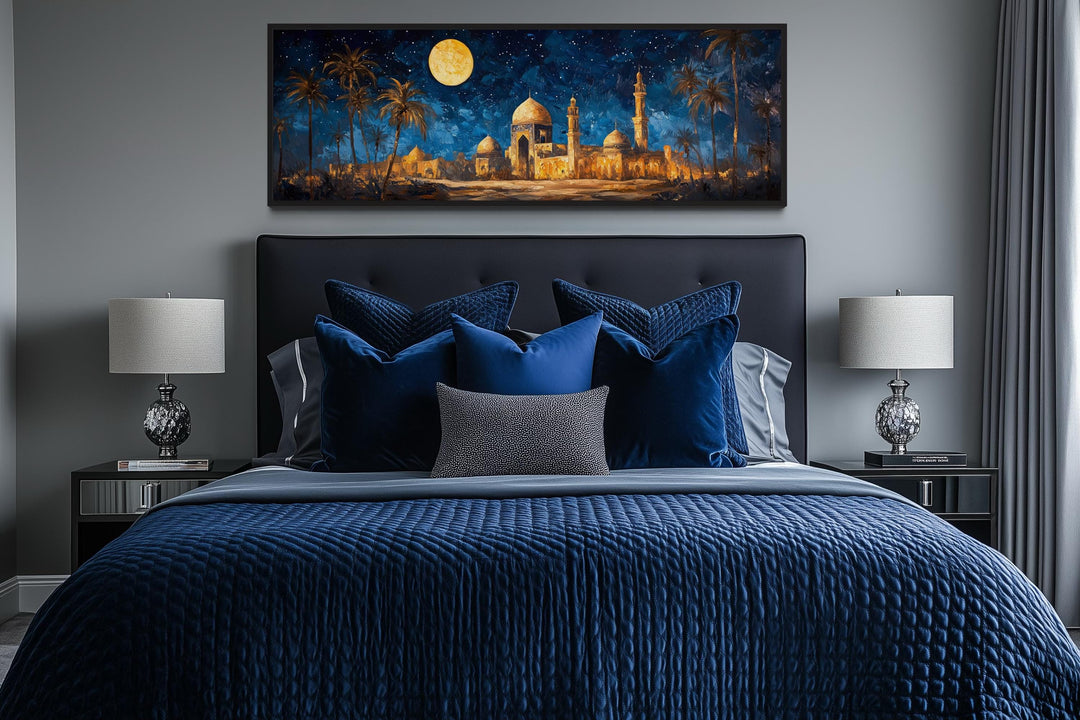 Middle Eastern Long Horizontal Arabic Architecture Nightscape Wall Art