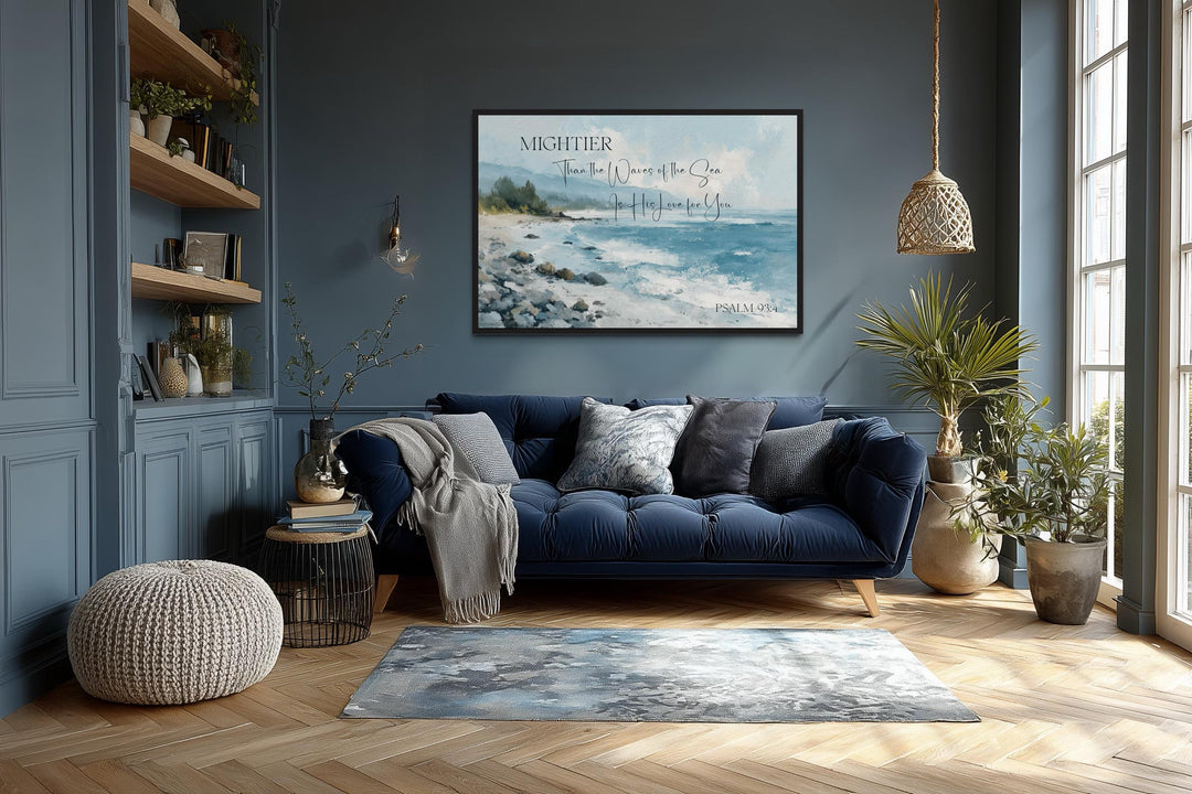 Mightier Than the Waves Scripture Psalm 93:4 Coastal Wall Art