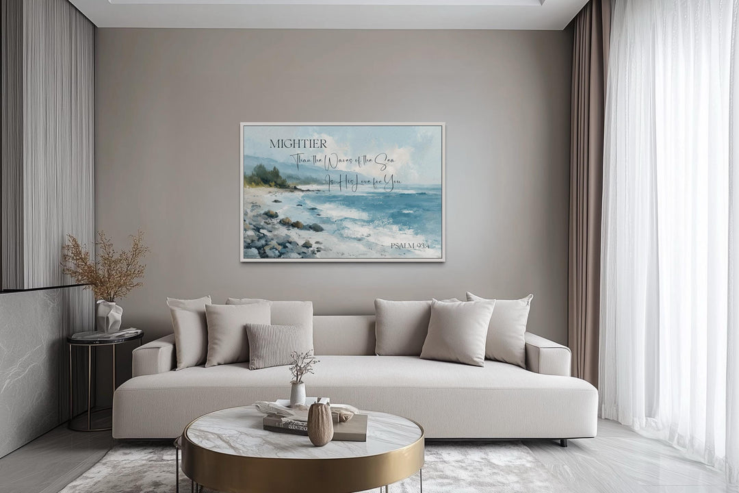 Mightier Than the Waves Scripture Psalm 93:4 Coastal Wall Art