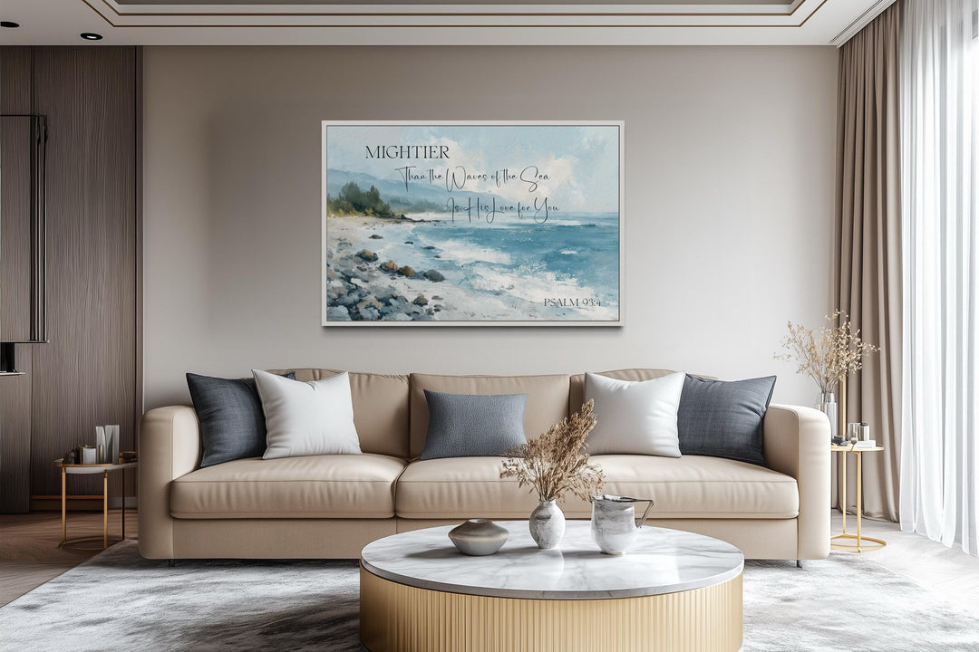 Mightier Than the Waves Scripture Psalm 93:4 Coastal Wall Art