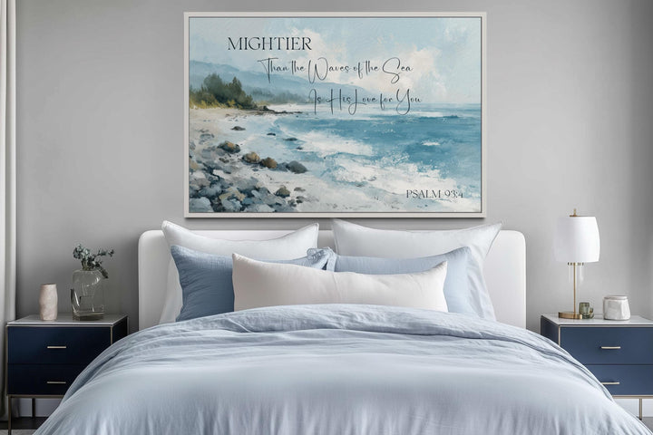 Mightier Than the Waves Scripture Psalm 93:4 Coastal Wall Art
