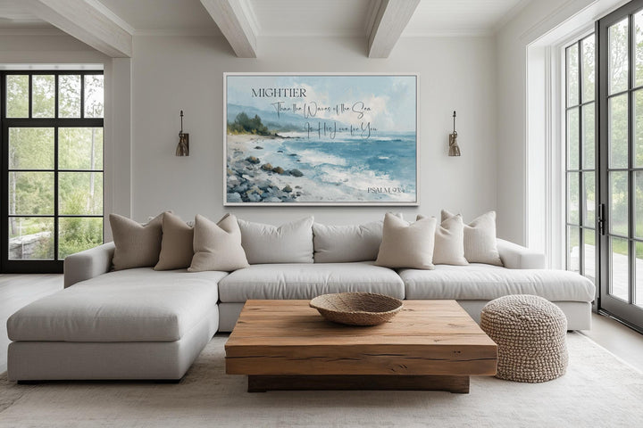 Mightier Than the Waves Scripture Psalm 93:4 Coastal Wall Art