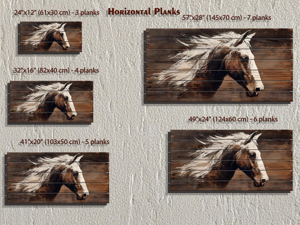 Minimalist Horse Portrait Distressed Wood Wall Art