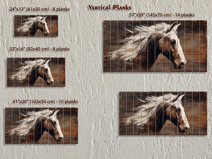 Minimalist Horse Portrait Distressed Wood Wall Art
