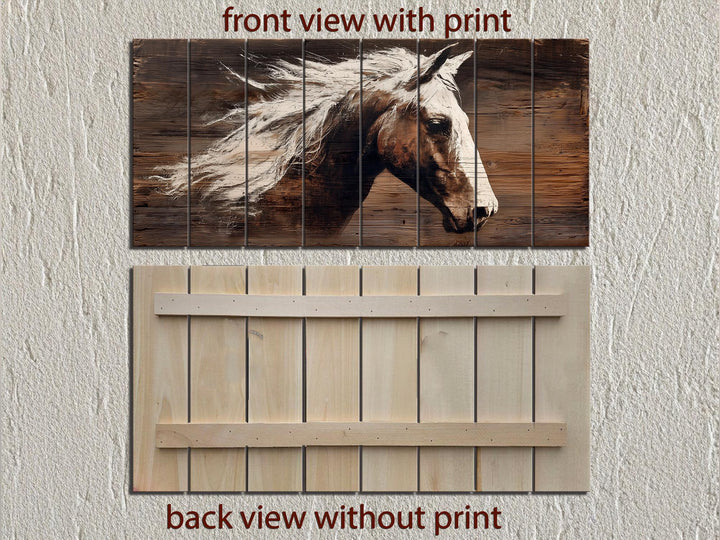 Minimalist Horse Portrait Distressed Wood Wall Art