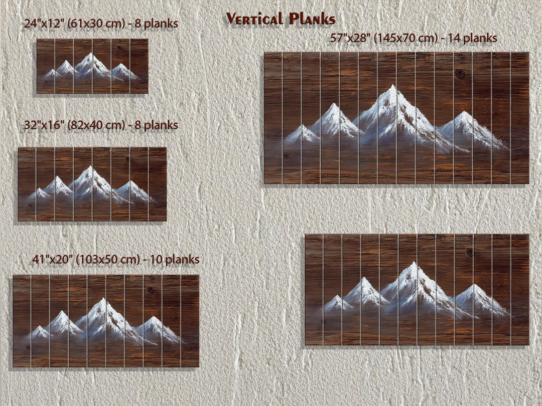 Minimalist White Silhouette Mountain Distressed Wood Wall Art