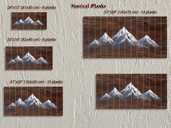 Minimalist White Silhouette Mountain Distressed Wood Wall Art