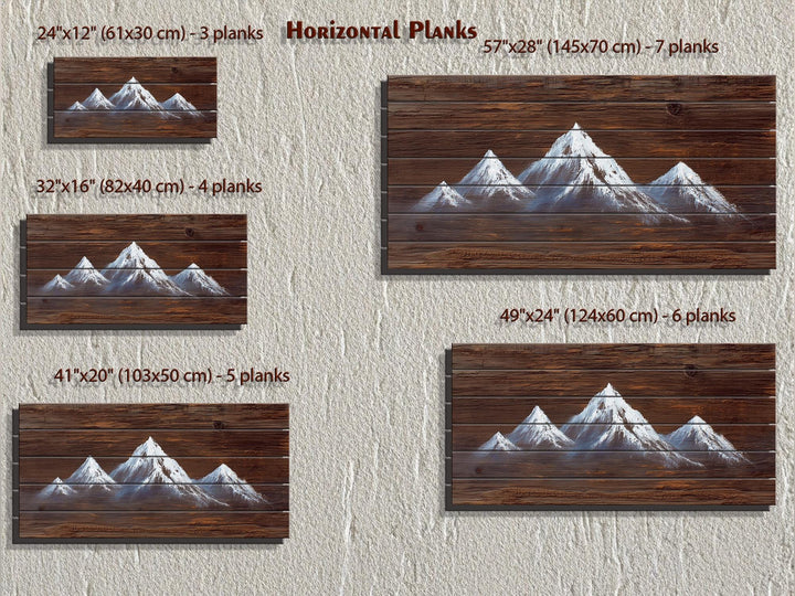 Minimalist White Silhouette Mountain Distressed Wood Wall Art