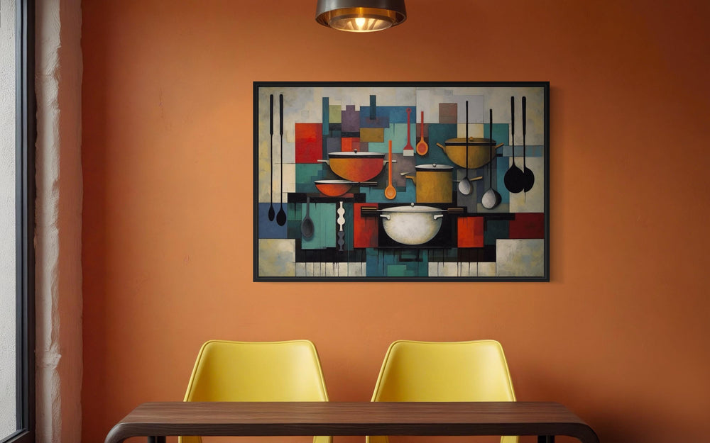 Modern Abstract Geometric Kitchen Framed Canvas Wall Art