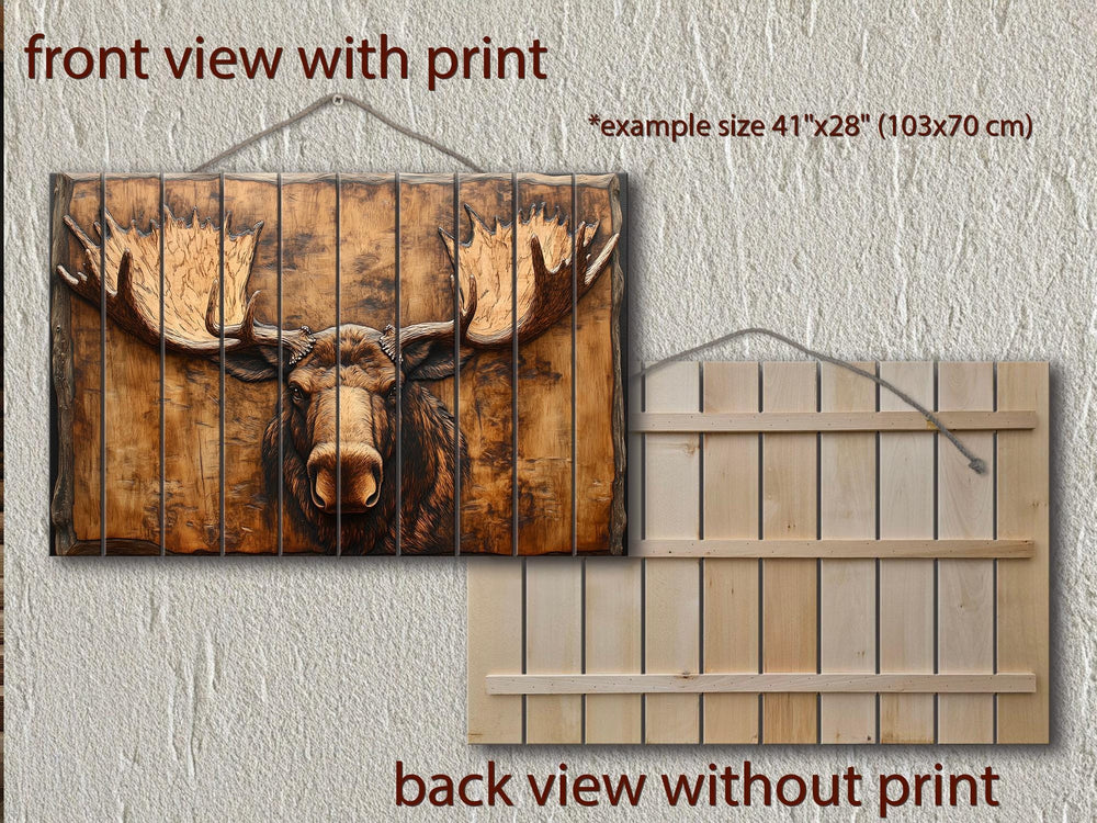 Moose Head Big Antlers Real Wood Wall Art – Rustic Cabin Or Lodge Decor