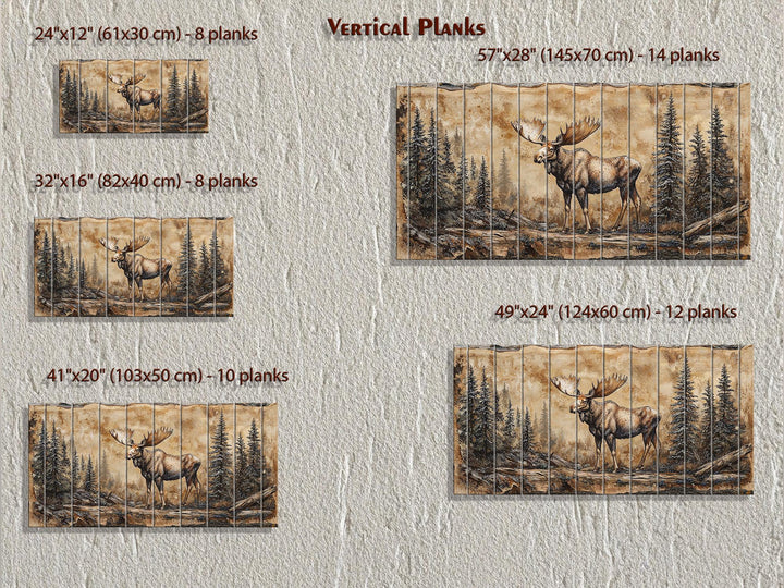 Moose In Forest Distressed Wood Wall Art
