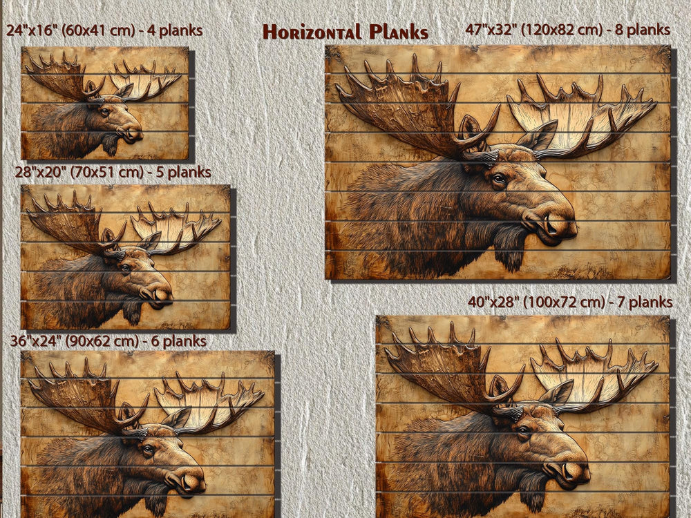Moose Portrait Real Wood Wall Art – Rustic Cabin Or Lodge Sign