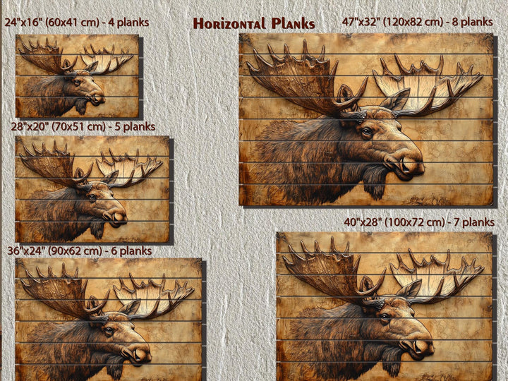 Moose Portrait Real Wood Wall Art – Rustic Cabin Or Lodge Sign