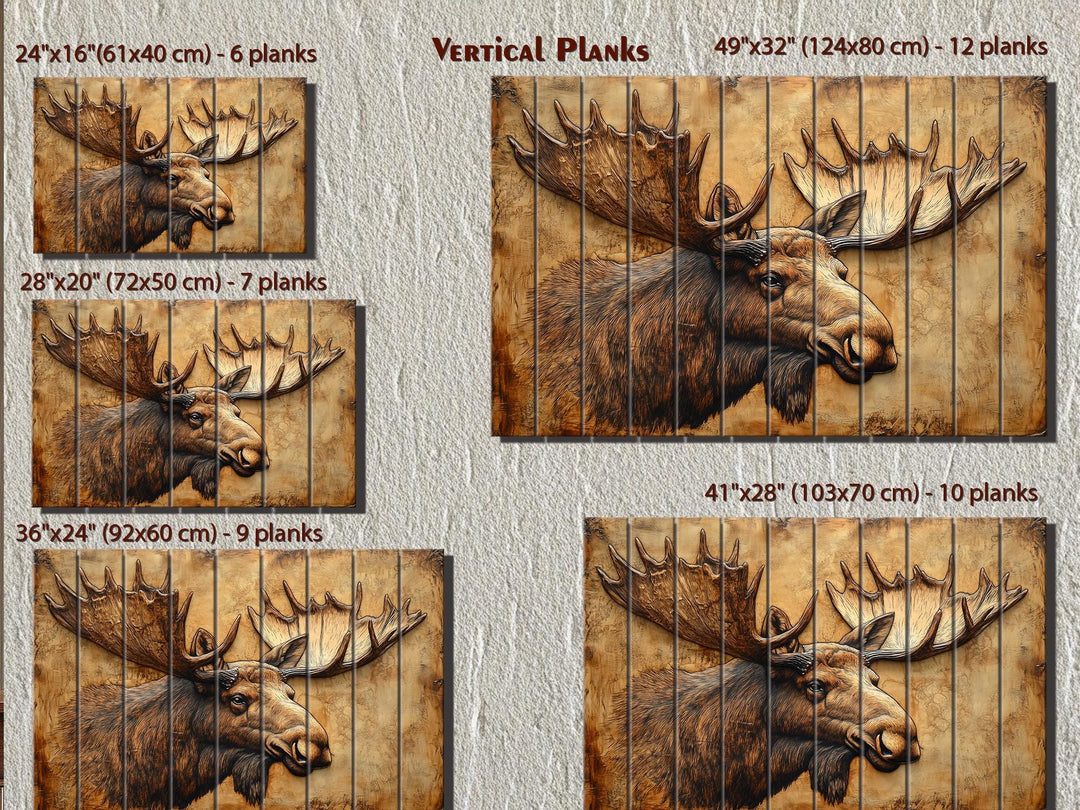 Moose Portrait Real Wood Wall Art – Rustic Cabin Or Lodge Sign
