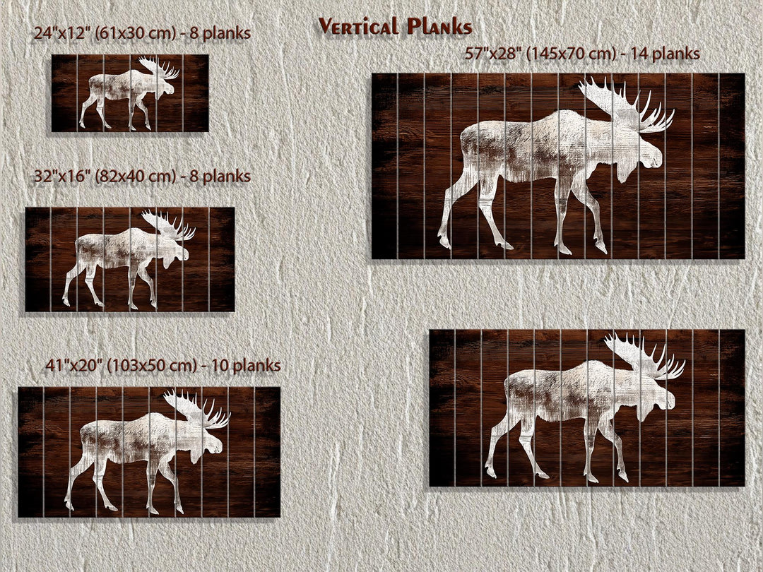 Moose Silhouette Rustic Distressed Wood Wall Art