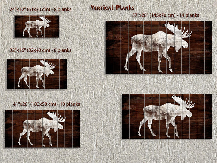Moose Silhouette Rustic Distressed Wood Wall Art