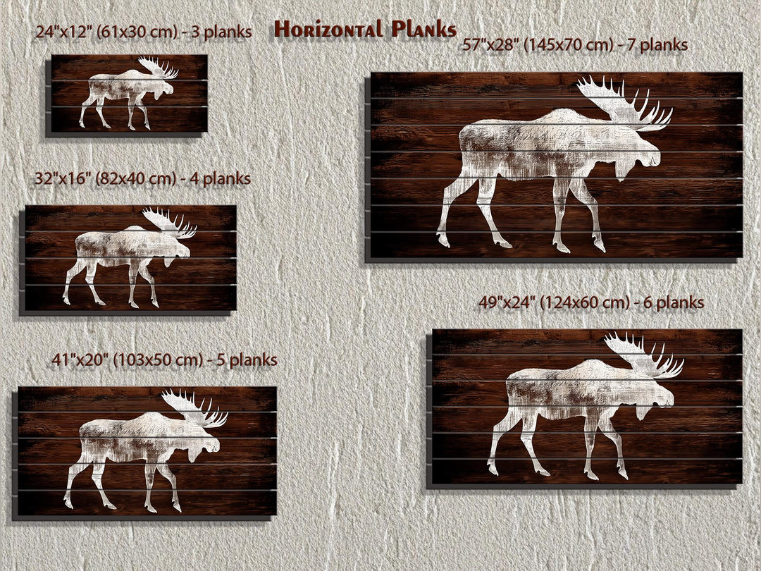Moose Silhouette Rustic Distressed Wood Wall Art