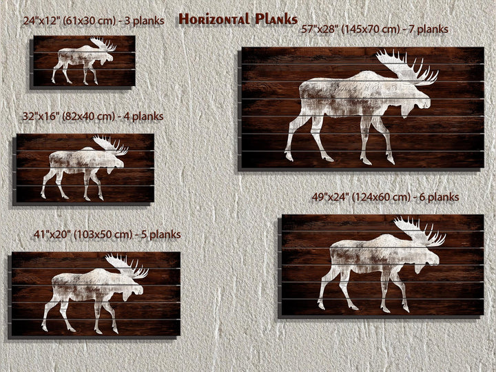 Moose Silhouette Rustic Distressed Wood Wall Art