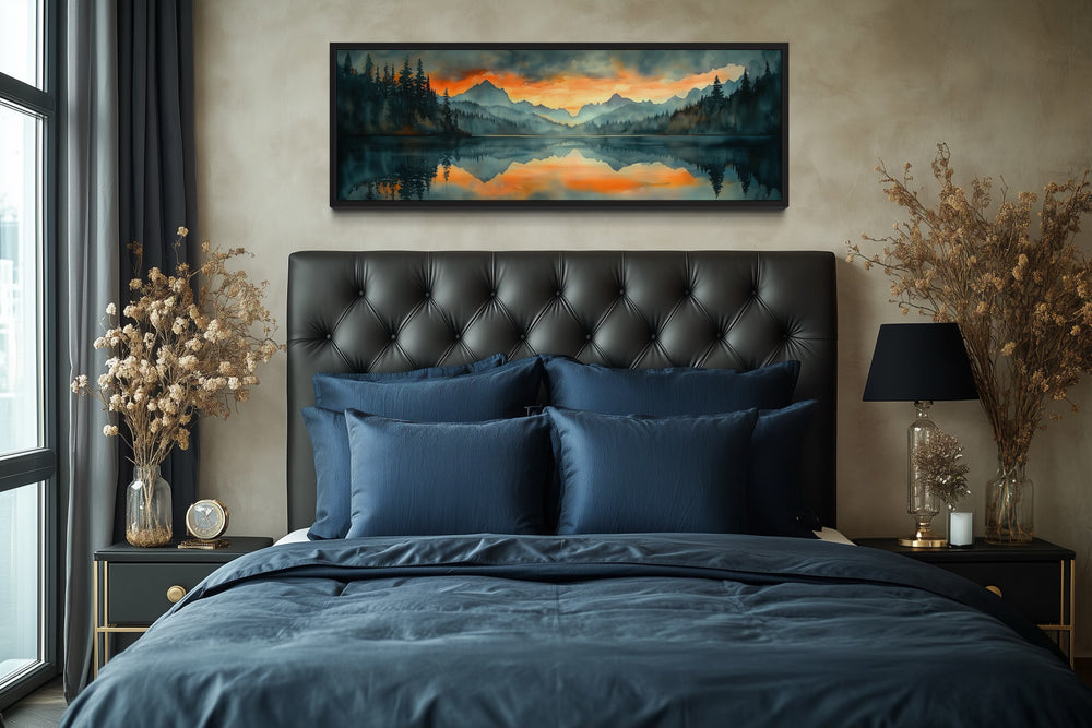 Mountain Lake Horizontal Sunset Nature Landscape Wall Art