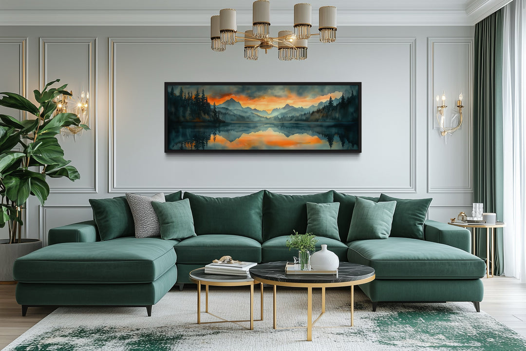 Mountain Lake Horizontal Sunset Nature Landscape Wall Art