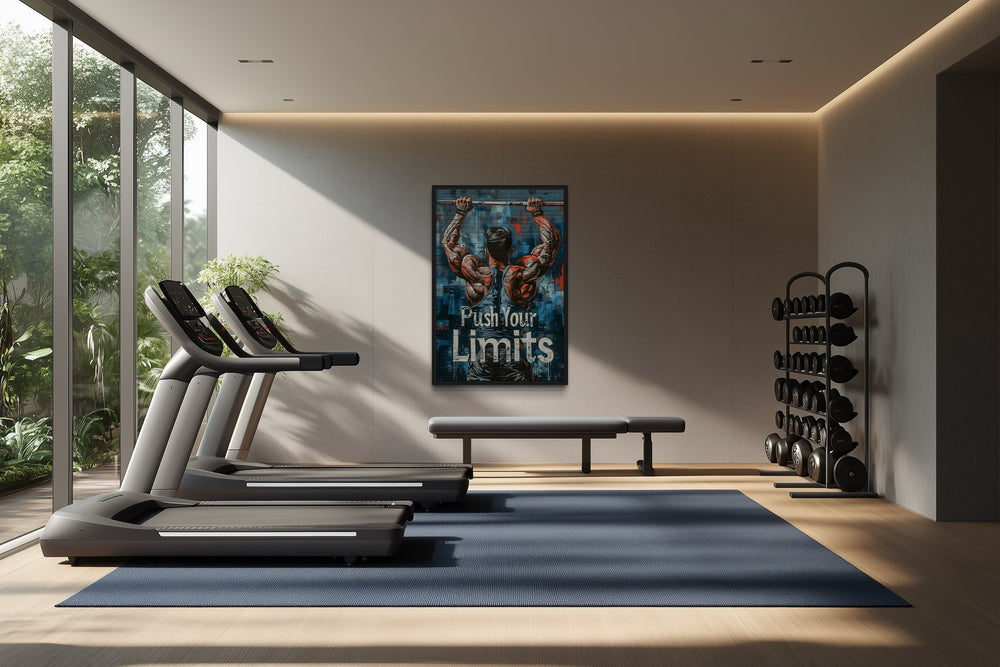 Muscular Man Pushing Limits Fitness Motivation Gym Wall Art