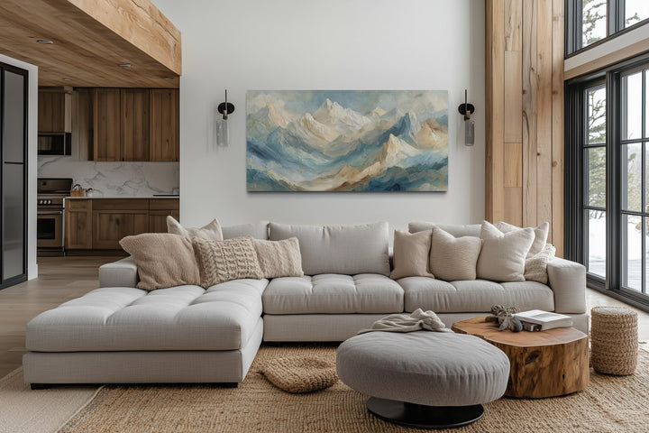 Neutral Pastel Mountain Landscape Canvas Wall Art
