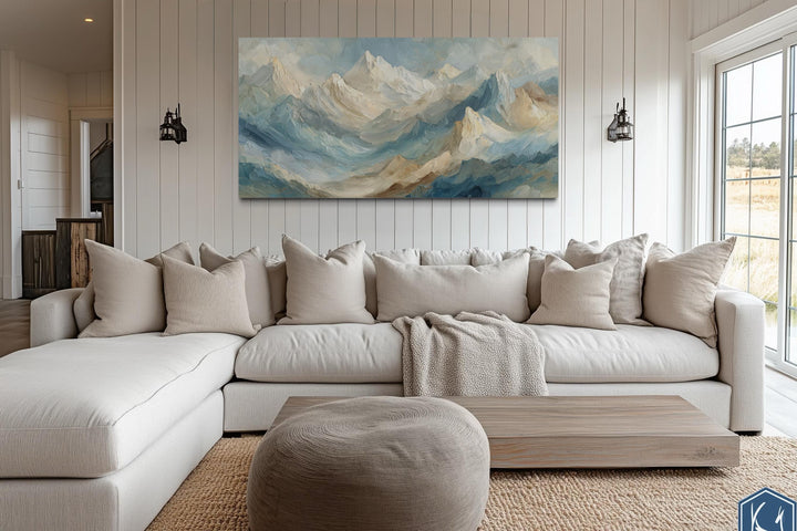 Neutral Pastel Mountain Landscape Canvas Wall Art