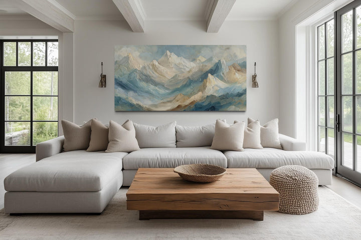 Neutral Pastel Mountain Landscape Canvas Wall Art