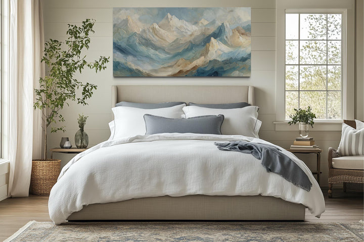 Neutral Pastel Mountain Landscape Canvas Wall Art