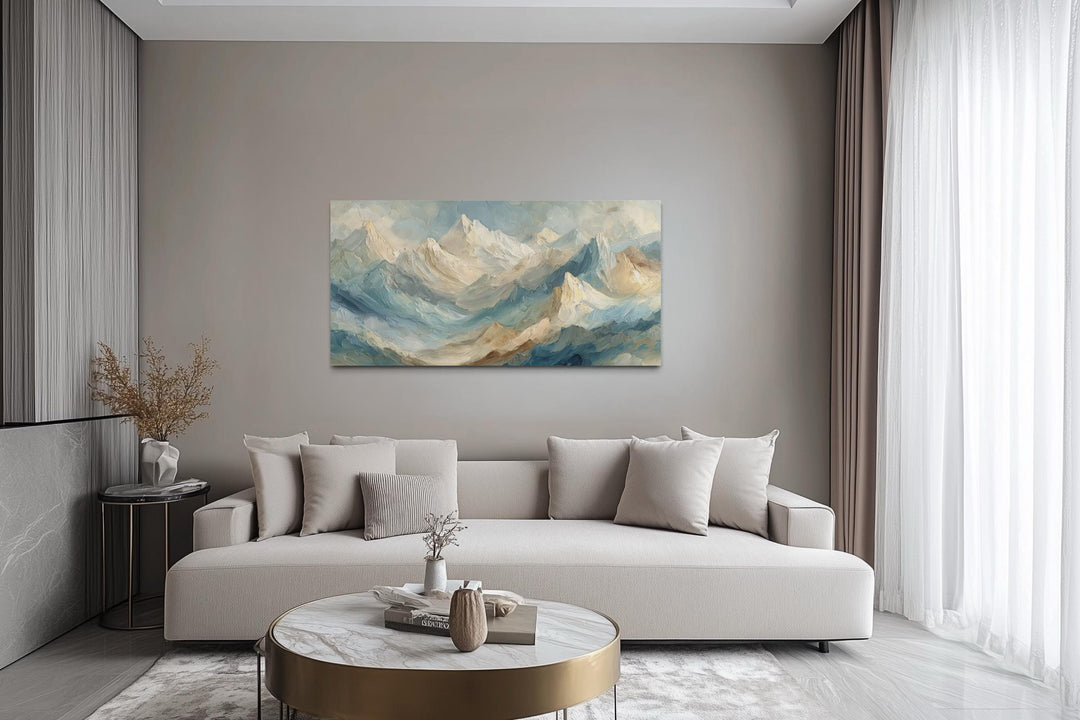 Neutral Pastel Mountain Landscape Canvas Wall Art