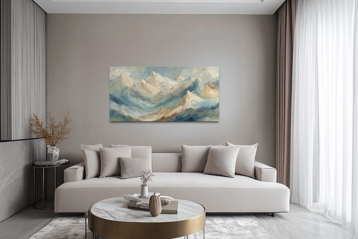 Neutral Pastel Mountain Landscape Canvas Wall Art