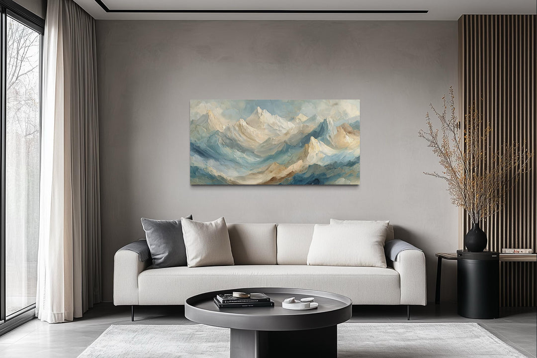 Neutral Pastel Mountain Landscape Canvas Wall Art