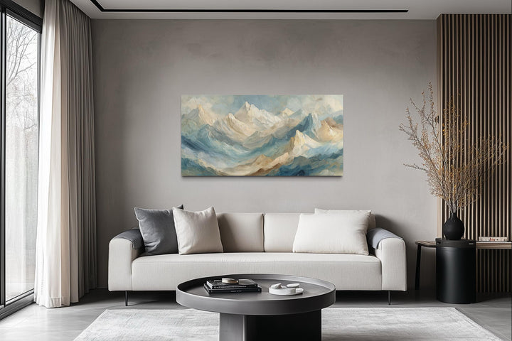 Neutral Pastel Mountain Landscape Canvas Wall Art