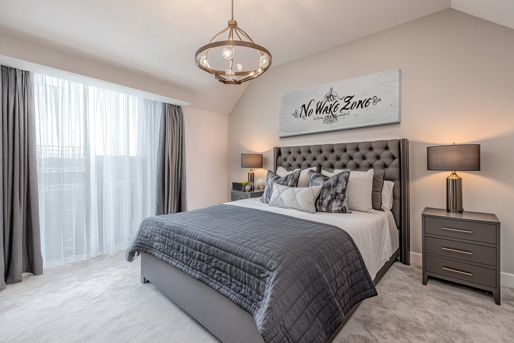 No Wake Zone Long Narrow Over Bed Framed Canvas Wall Art