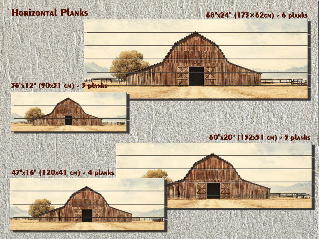 Old Brown Barn Long Horizontal Real Wood Wall Art