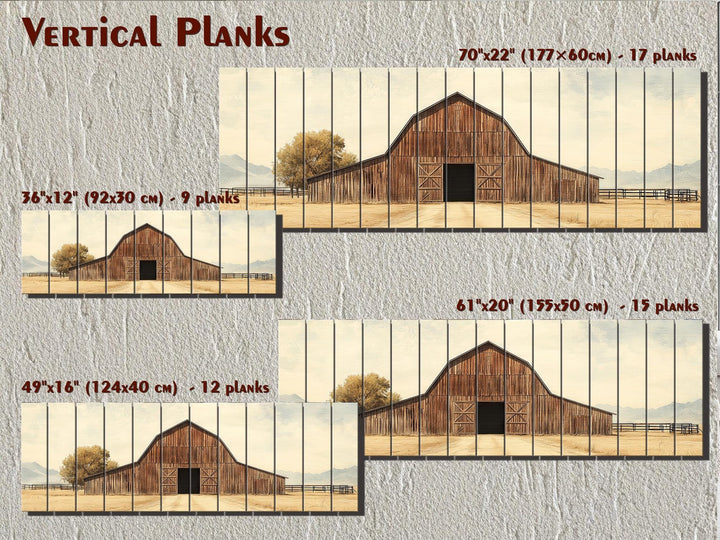 Old Brown Barn Long Horizontal Real Wood Wall Art