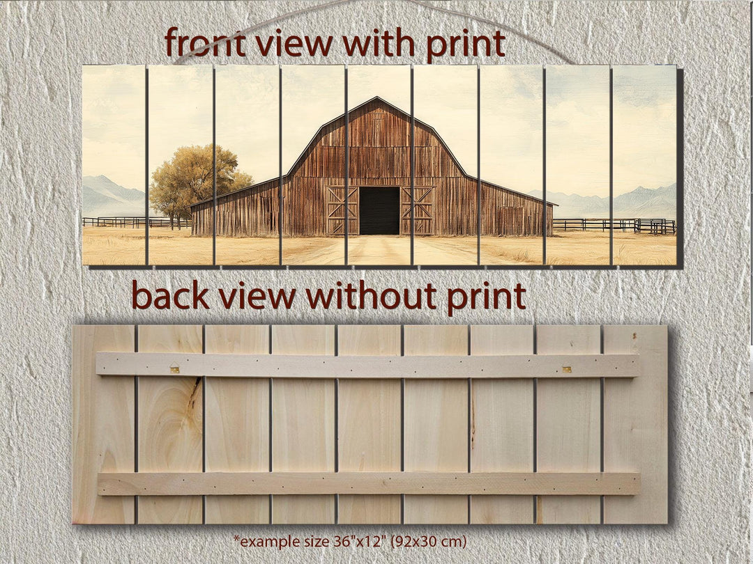 Old Brown Barn Long Horizontal Real Wood Wall Art
