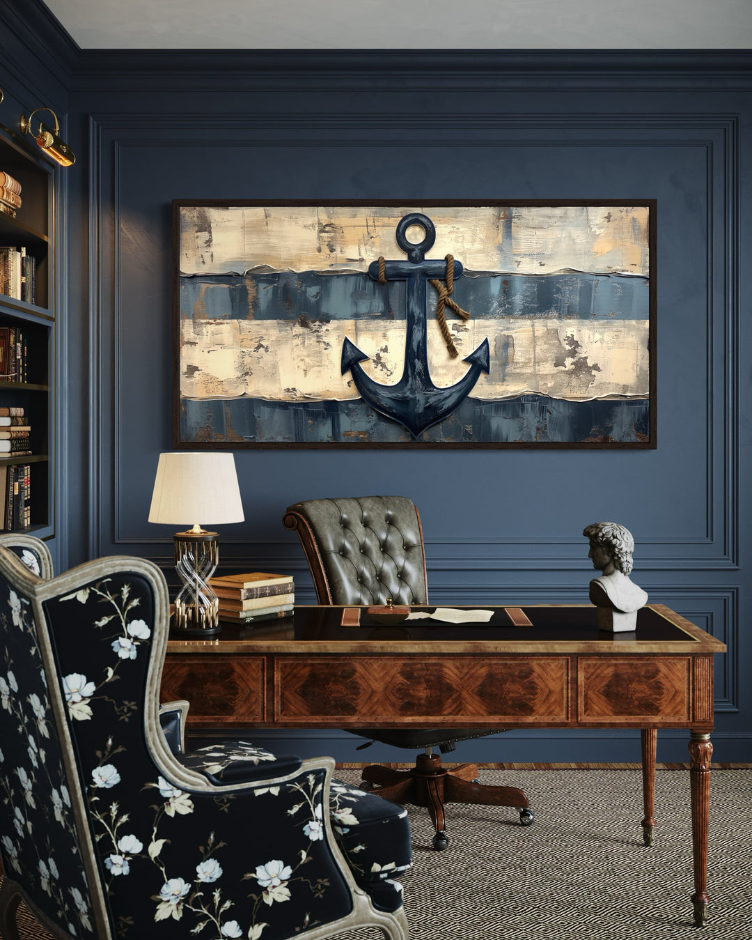 Old Ship Anchor Distressed Painting Nautical Framed Canvas Wall Art