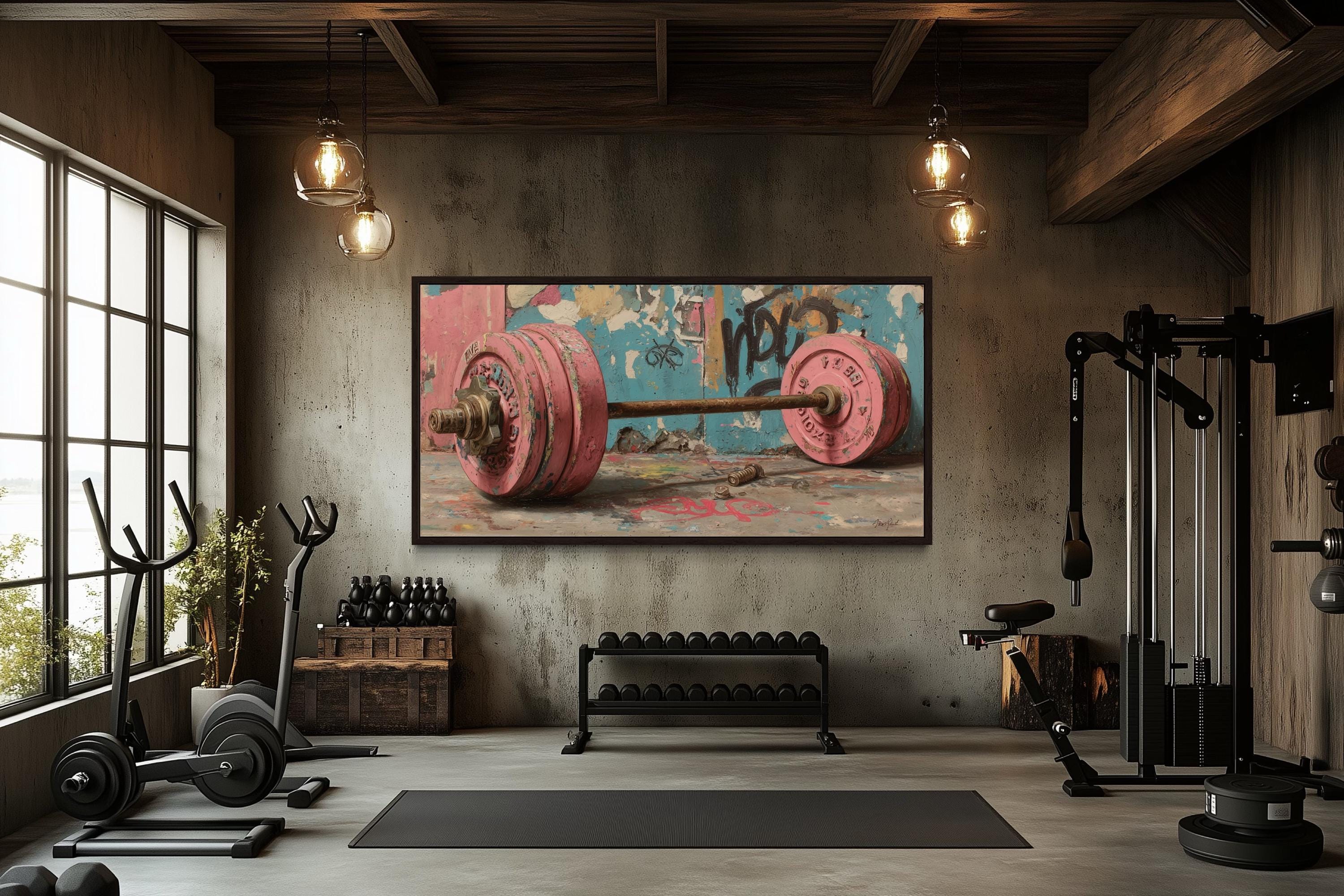 Pink Graffiti Barbell Wall Art For Women's Gym Decor – Wall Decor