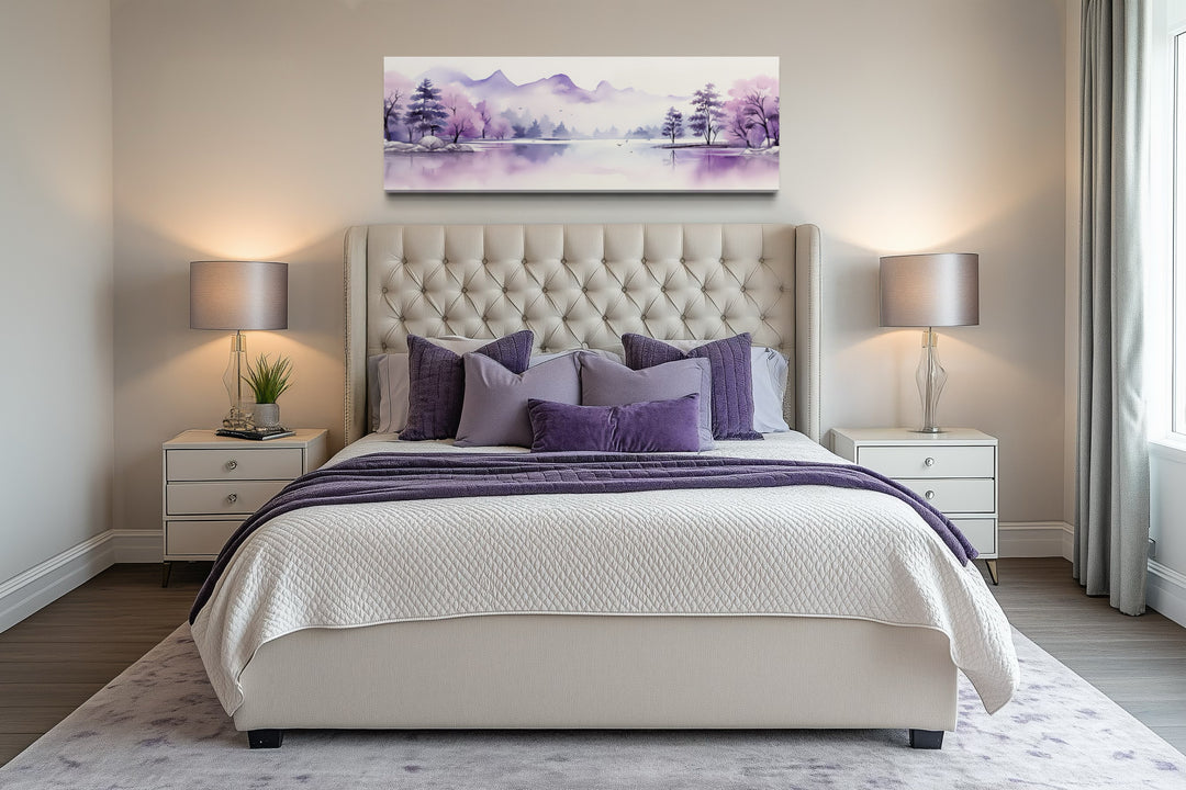 Purple Mountains Lake Long Horizontal Above Bed Wall Art